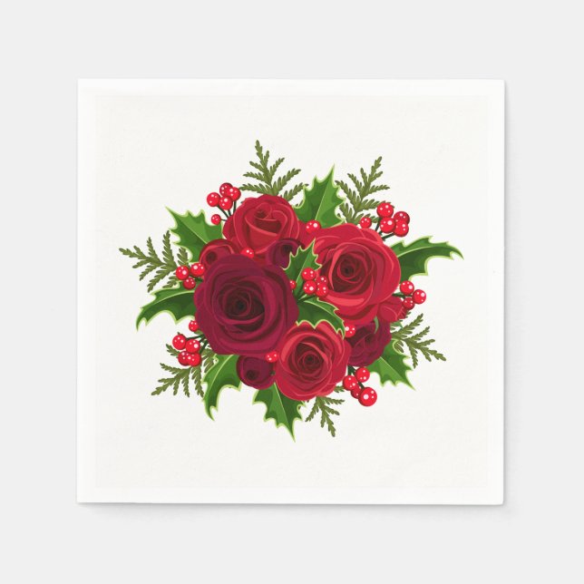 Guardanapos de papel de rosas de feriado (Frente)