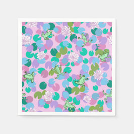 Guardanapos de papel de sapo bonito com fundo rosa