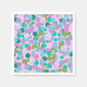 Guardanapos de papel de sapo bonito com fundo rosa