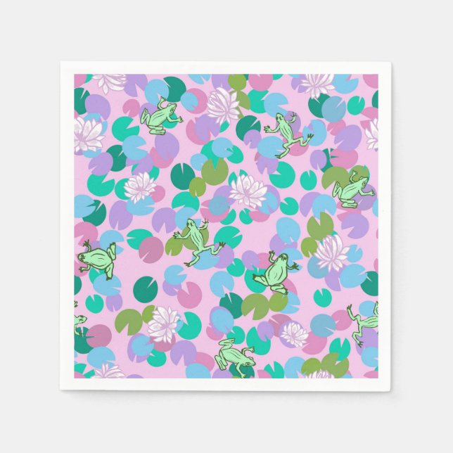 Guardanapos de papel de sapo bonito com fundo rosa (Frente)