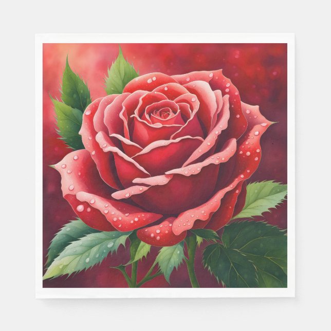 Guardanapos de papel elegantes e bonitos de rosas  (Frente)