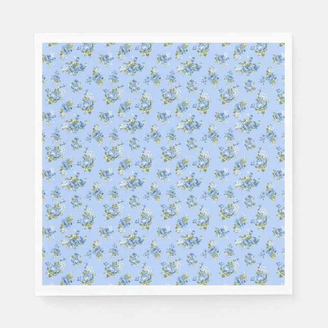 Guardanapos de papel florais azul claro Chintz Vin (Frente)