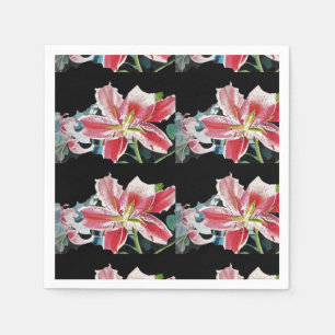 Guardanapos de papel florais Vermelho Lírio Shabby
