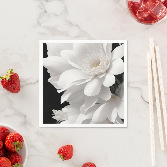 Guardanapos de papel floral branco elegante (Insitu)