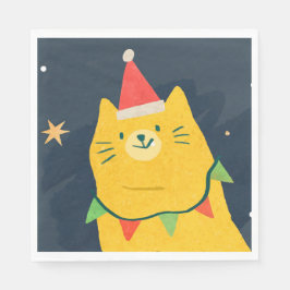 GUARDANAPOS DE PAPEL GATO DE NATAL