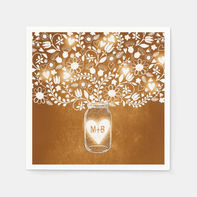 guardanapos de papel laranja de jarro de flores (Frente)