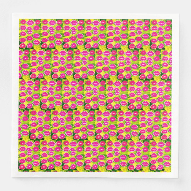 Guardanapos de papel Lips and Kisses Print. (Frente)