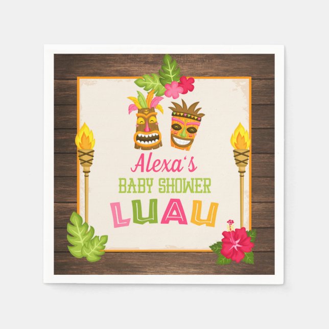 Guardanapos de papel Luau de Baby Shower (Frente)