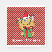 Guardanapos de Papel Meowy Catmas Natal Gato