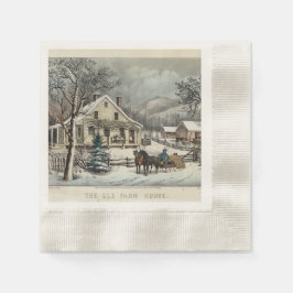 Guardanapos de papel natalinos vintage, inverno, f