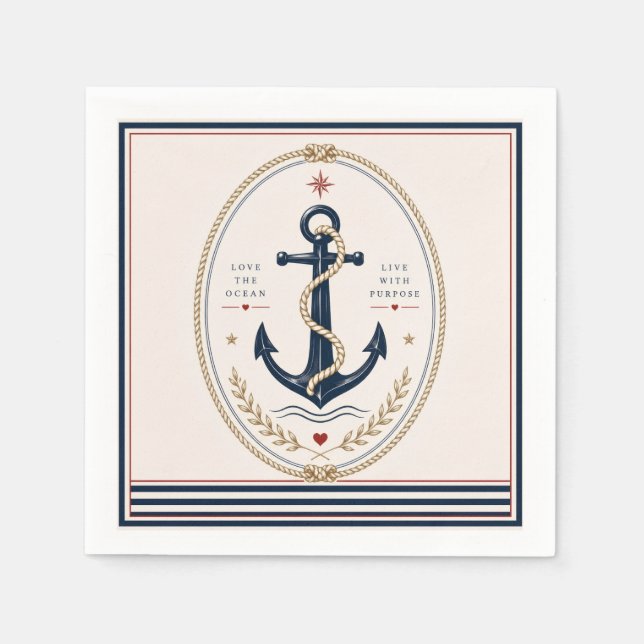 Guardanapos de papel náutico clássico Sailorcore (Frente)