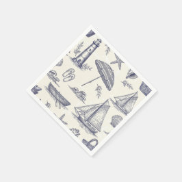 Guardanapos de papel náuticos costeiros vintage
