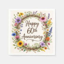 Guardanapos de papel para 60º aniversário, 60 anos