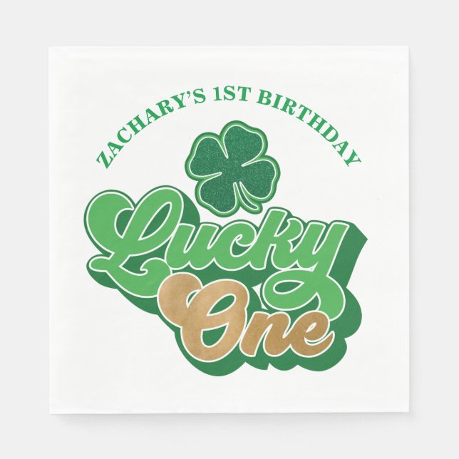Guardanapos de papel para aniversário do Lucky One (Frente)