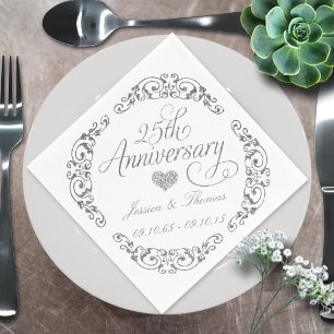 Guardanapos de papel para Bodas de Prata 25 anos