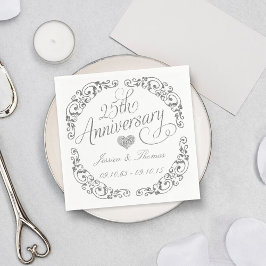 Guardanapos de papel para Bodas de Prata 25 anos