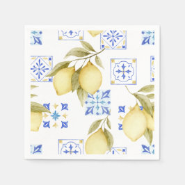 Guardanapos de papel para casamento com azulejo az