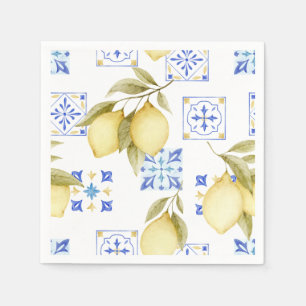 Guardanapos de papel para casamento com azulejo az