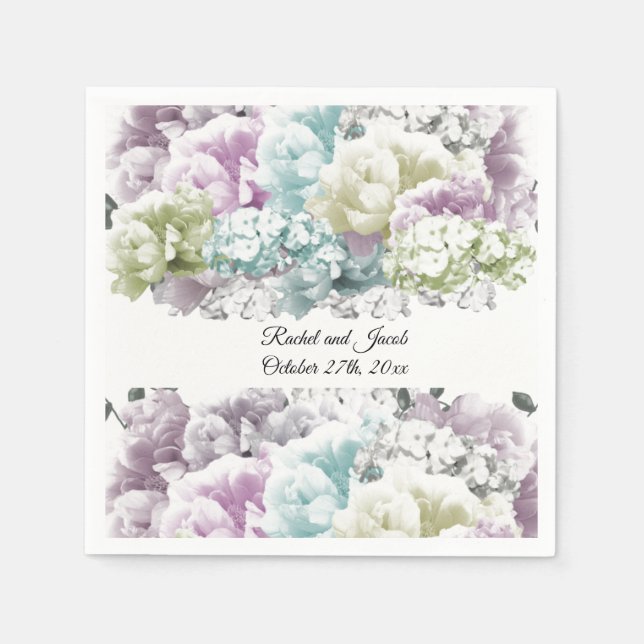 Guardanapos de papel para casamento com buquê past (Frente)