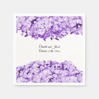 Guardanapos de papel para casamento com flores rox