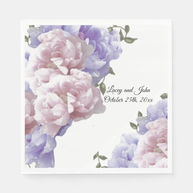 Guardanapos de papel para casamento com peônias ro (Frente)