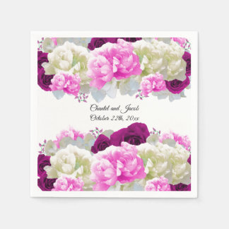 Guardanapos de papel para casamento com rosas cor-