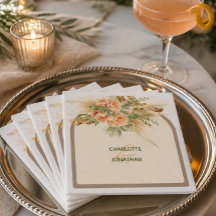 Guardanapos de papel para casamento com rosas e ma