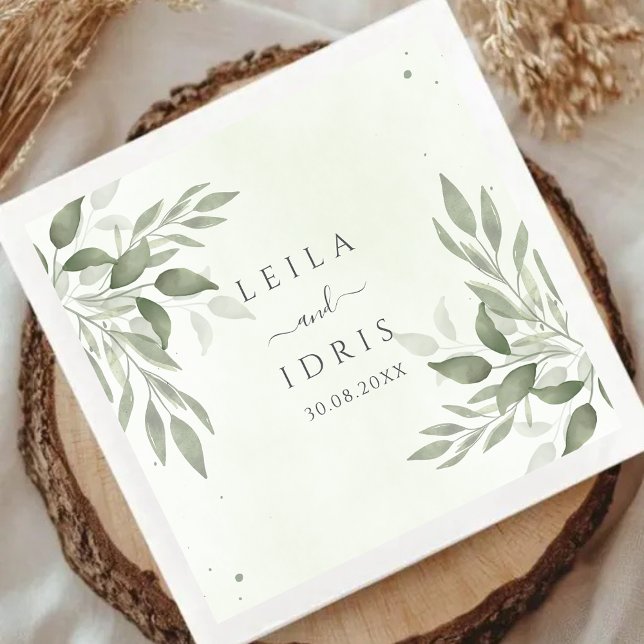 Guardanapos de papel para casamento com verde cinz (Criador carregado)