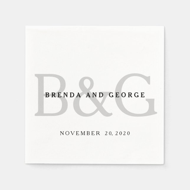 Guardanapos de papel para casamento em cinza prate (Frente)