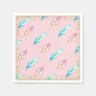 Guardanapos de papel para chá de bebê Boho Feather