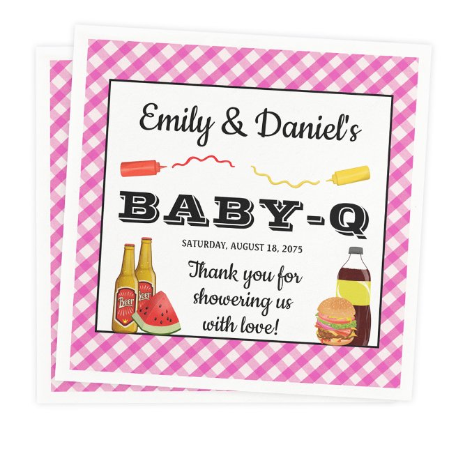 Guardanapos de papel para chá de bebê da menina Ba (Cute bbq baby shower napkins - simply add your text.)