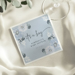 Guardanapos de papel para chá de bebê floral azul 