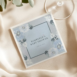 Guardanapos de papel para chá de bebê floral azul 