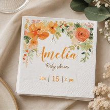 Guardanapos de papel para chá de bebê floral elega