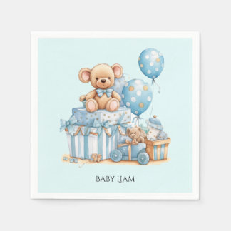 Guardanapos de papel para Chá de Bebê Menino Urso 
