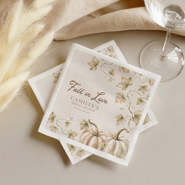 Guardanapos de papel para chá de noiva Fall in Lov (Fall in Love Autumn Pumpkin Theme Bridal Shower)