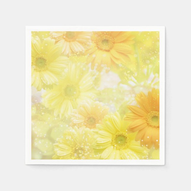 Guardanapos de papel para coquetel - Flores amarel (Frente)