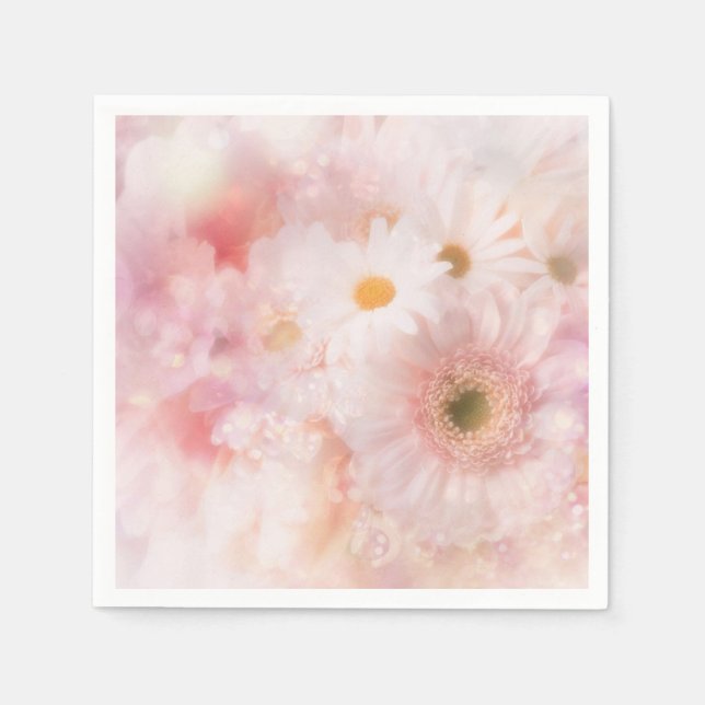 Guardanapos de papel para coquetel - Flores Rosa (Frente)