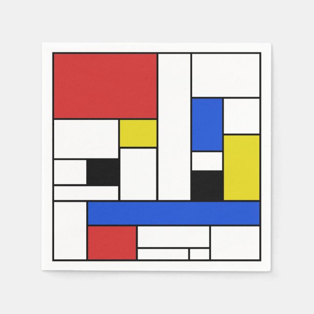 Guardanapos de papel para coquetel Mondrian Lines  (Frente)
