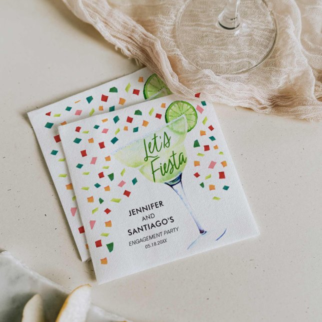 Guardanapos de papel para Festa de Compromisso Fie (Let's Fiesta Mexican themed Engagement Party Napkins)