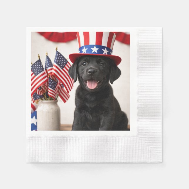 Guardanapos de papel patrióticos de cachorro Labra (Frente)