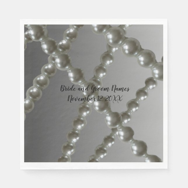 Guardanapos de papel Pearl Strings para casamento (Frente)