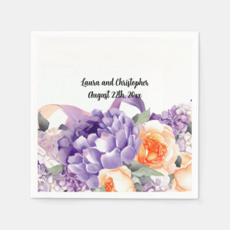 Guardanapos de papel Peônia em Aquarela Mauve e Pê