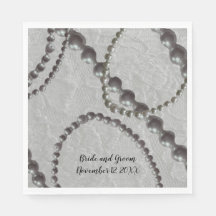 Guardanapos de Papel Pérolas e Renda para Casament