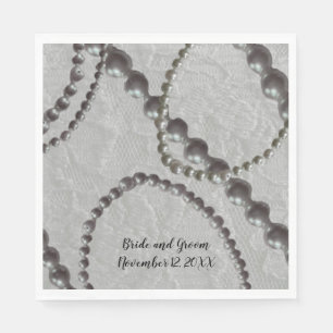 Guardanapos de Papel Pérolas e Renda para Casament