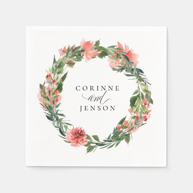 Guardanapos de papel personalizados com flores cor (Frente)