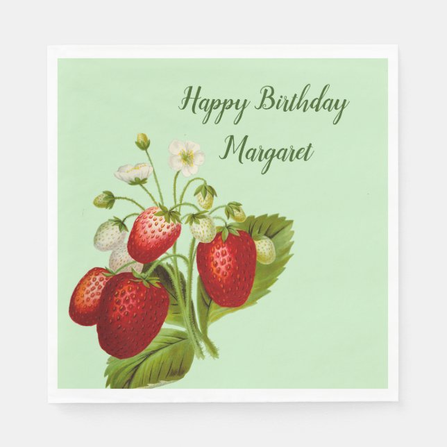 Guardanapos de papel personalizados de morango Art (Frente)