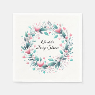 Guardanapos de papel Pink Aqua Wreath Baby Shower