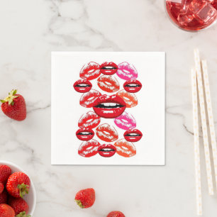 Guardanapos de papel, Pink & Red Lipstick Napkins