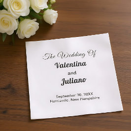 Guardanapos de papel preto e branco para casamento